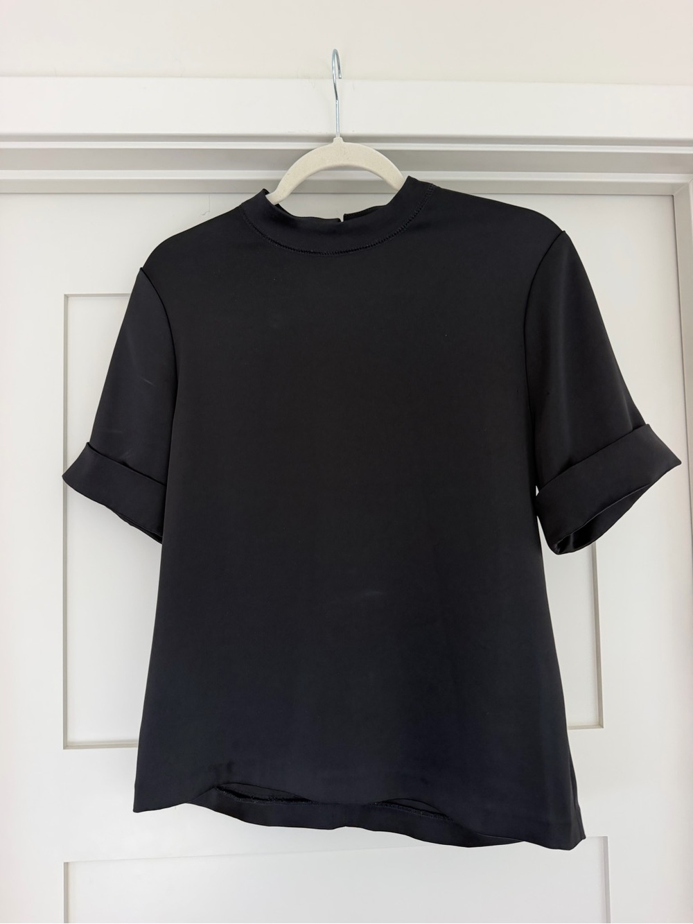 Nanushka Black Short-Sleeve Mock Neck Top